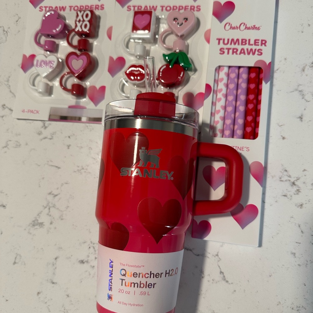 Stanley Red Heart Quencher Tumbler